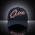 Signature Cap Midnight front view – navy six-panel structured cap with puff Clone embroidery